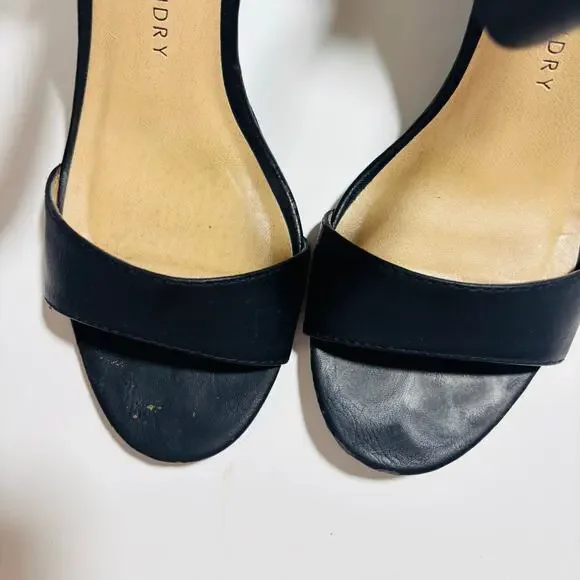 Chinese Laundry Black Wedge Heels with Bow and Ankle Strap - Picture 3 of 11